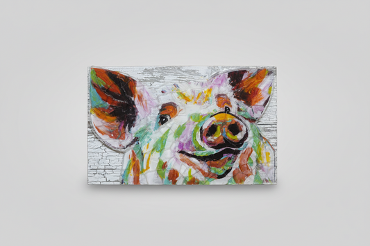 Seaglass Whimsical Pig Painting