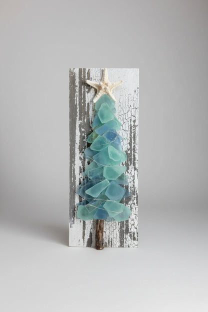 Shabby Plank Seaglass Christmas Trees - 12in