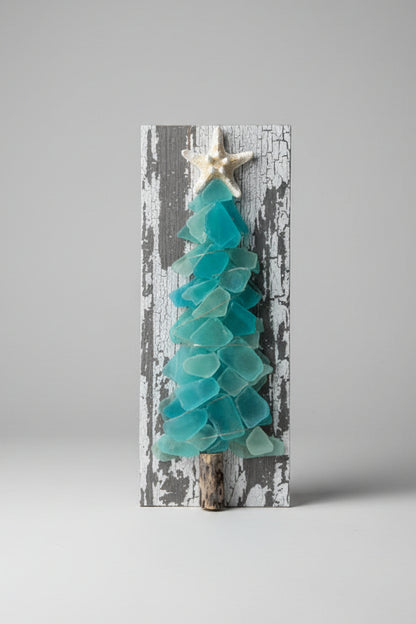 Shabby Plank Seaglass Christmas Trees - 12in