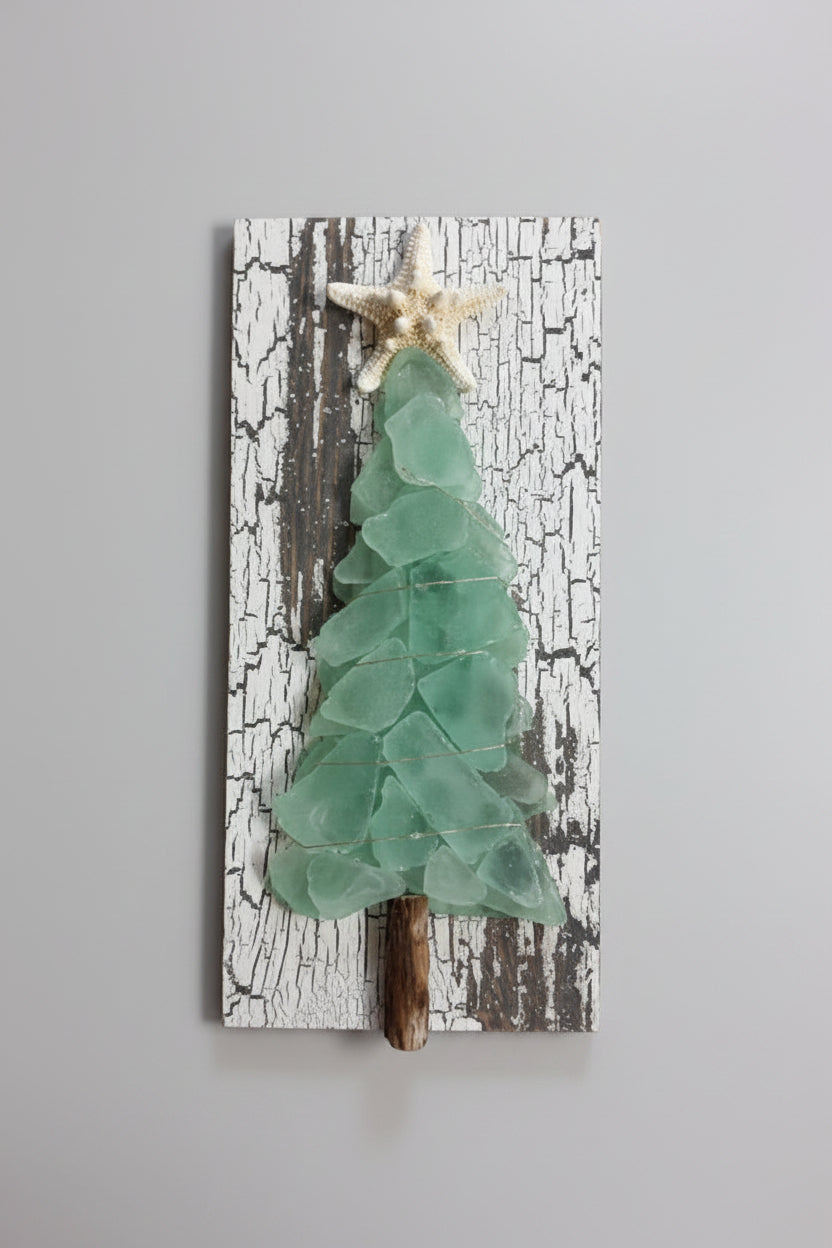 Shabby Plank Seaglass Christmas Trees - 12in