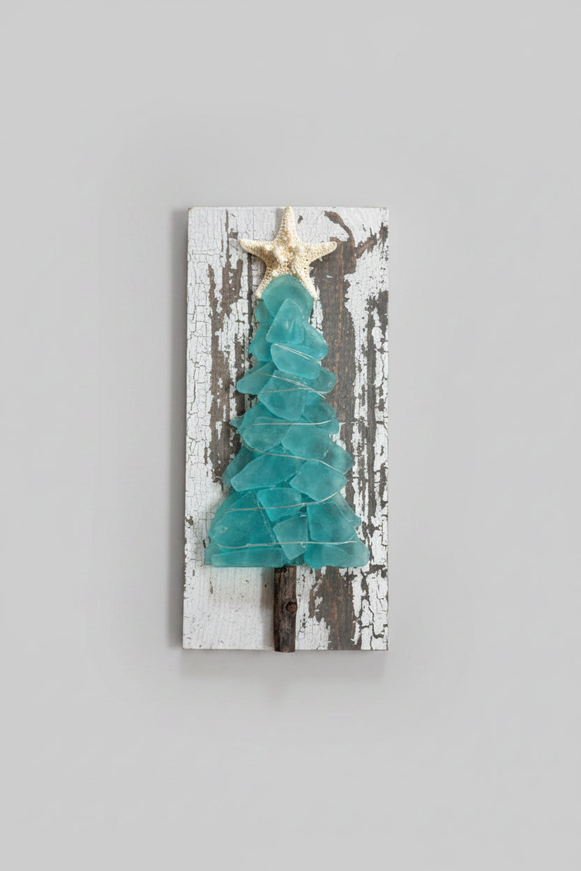 Shabby Plank Seaglass Christmas Trees - 12in