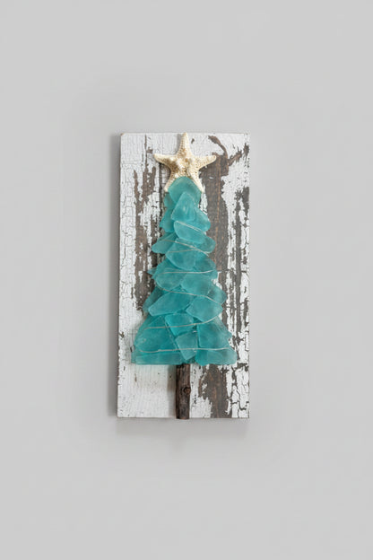 Shabby Plank Seaglass Christmas Trees - 12in