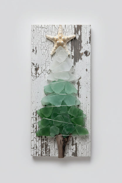 Shabby Plank Seaglass Christmas Trees - 12in