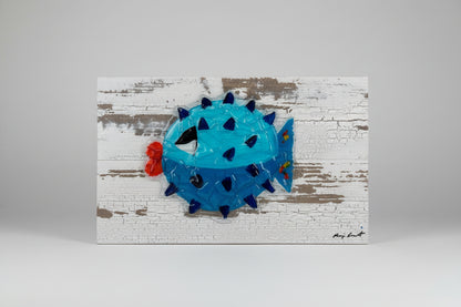 Seaglass Puffer Fish Painting