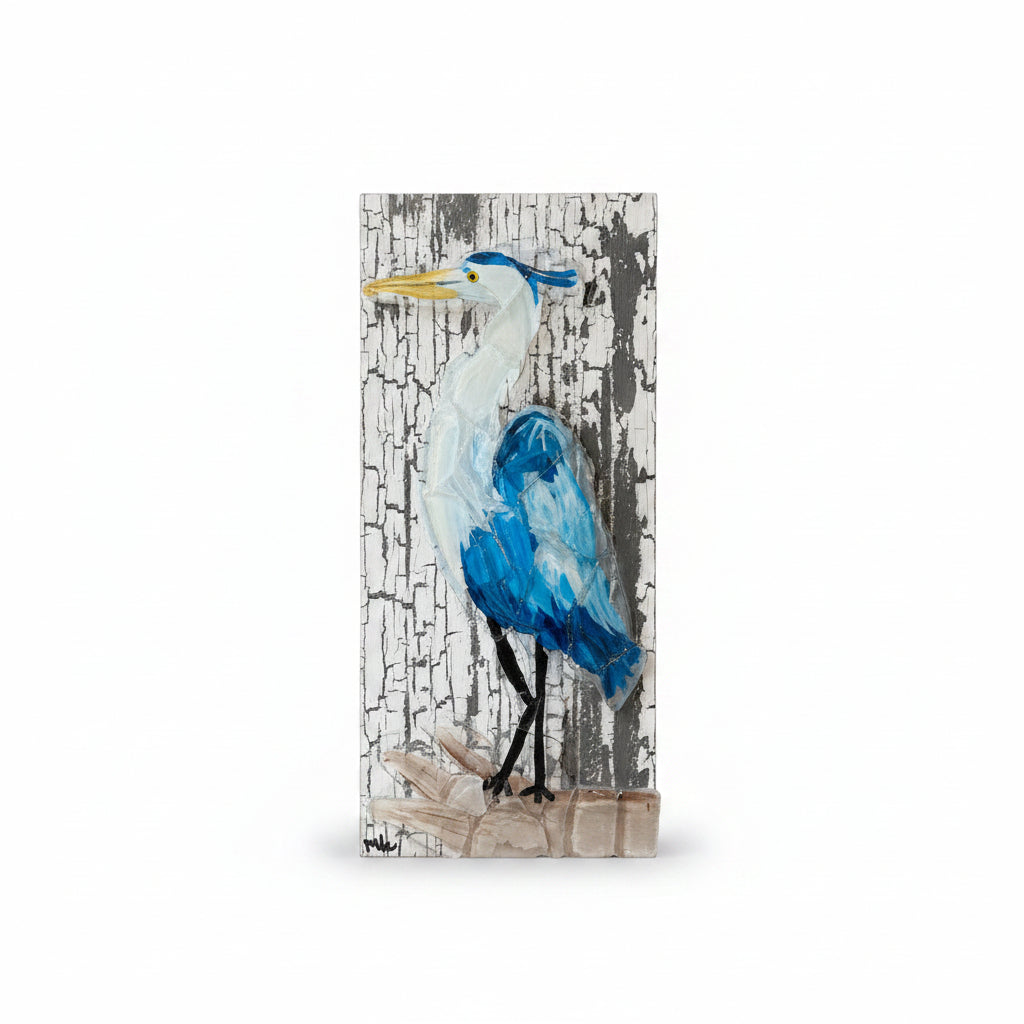 Seaglass Blue Heron Painting