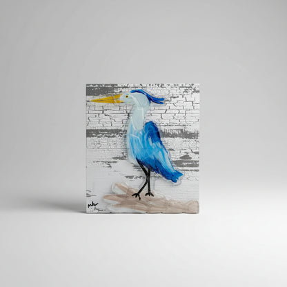 Seaglass Blue Heron Painting
