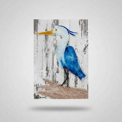 Seaglass Blue Heron Painting