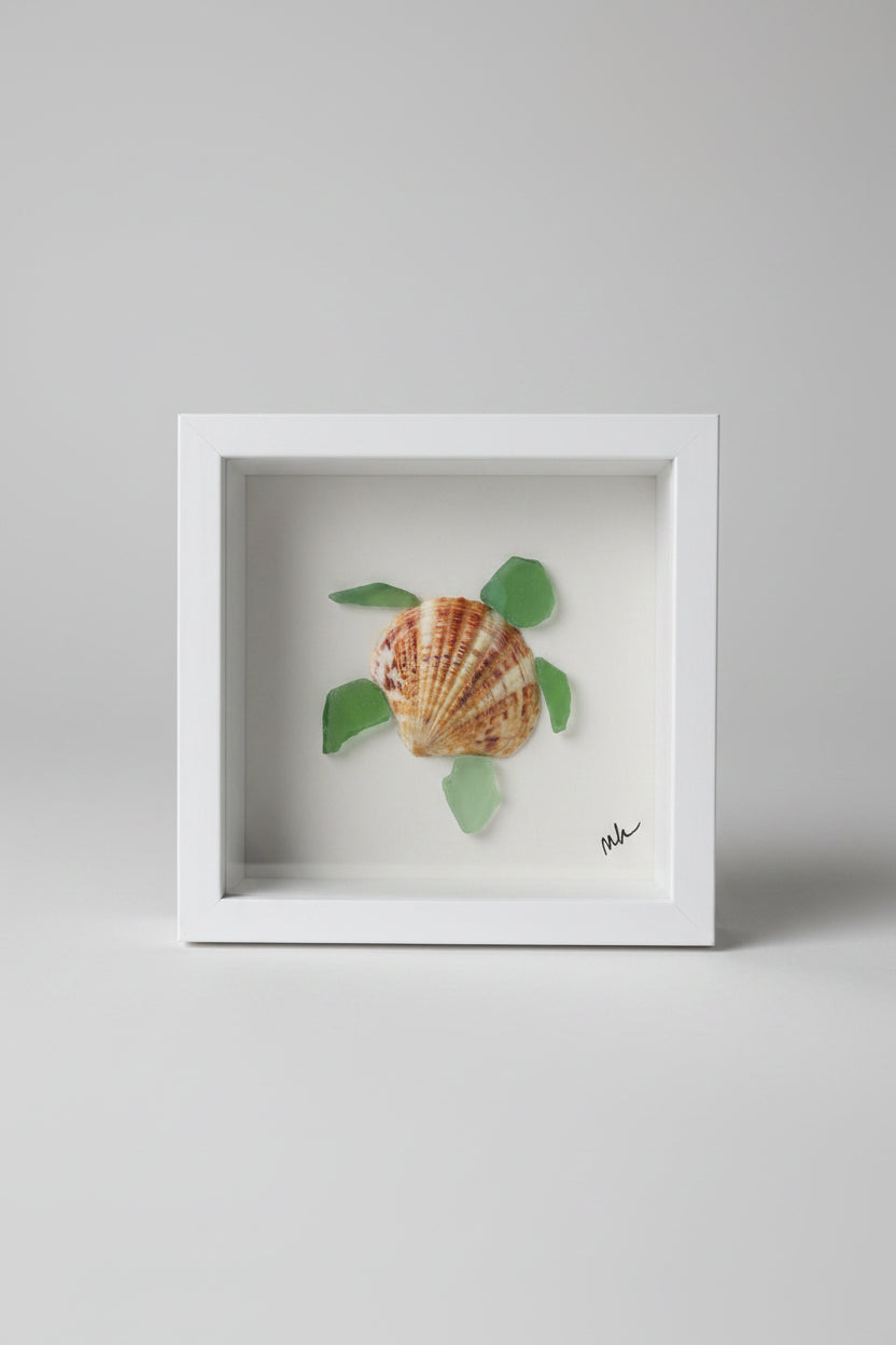 Seaglass Shadow Boxes - Sea Turtle - 5x5