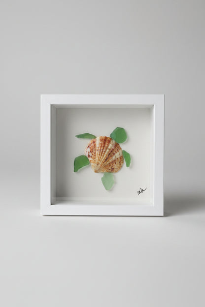 Seaglass Shadow Boxes - Sea Turtle - 5x5