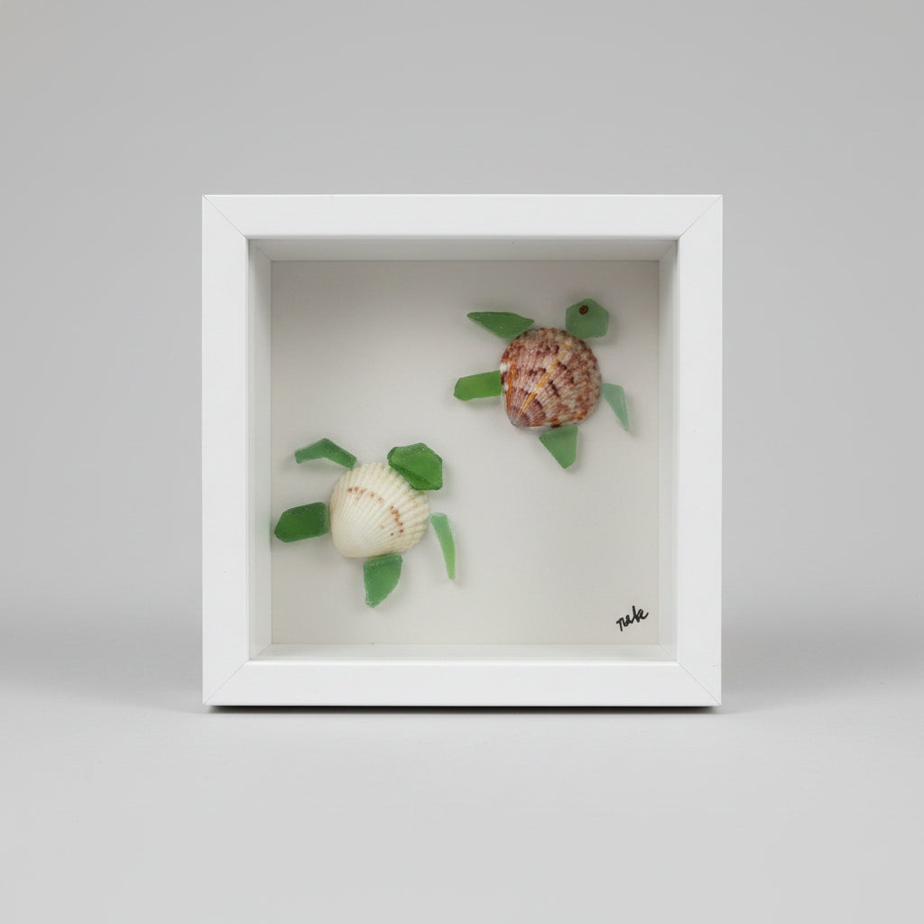 Seaglass Shadow Boxes - Baby Sea Turtles - 5x5