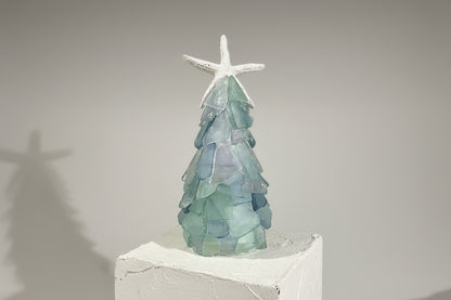  Mini Seaglass Christmas Tree No Lights Resin Starfish, 6 in