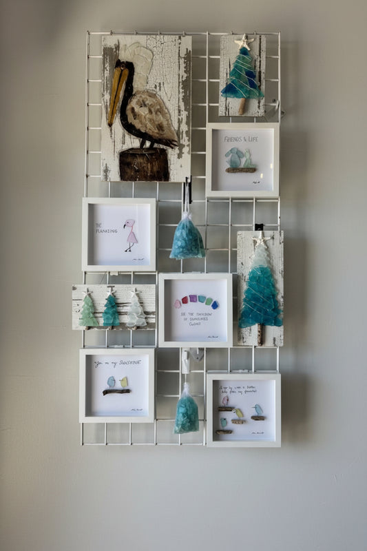 Seaglass Seas and Greeetings Wood Shadow Box   