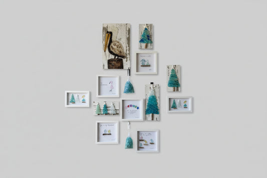 Seaglass Friends For LIfe Wood Shadow Box  