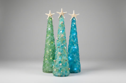 22 Inch Seaglass Christmas Tree with lights 
