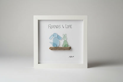 Seaglass Friends For LIfe Wood Shadow Box  