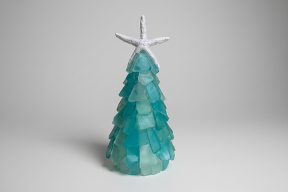  Mini Seaglass Christmas Tree No Lights Resin Starfish, 6 in