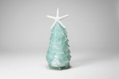  Mini Seaglass Christmas Tree No Lights Resin Starfish, 6 in