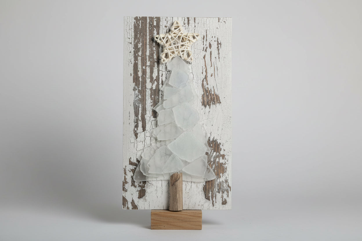Shabby Plank Seaglass Tree Wicker Star w/o lights   