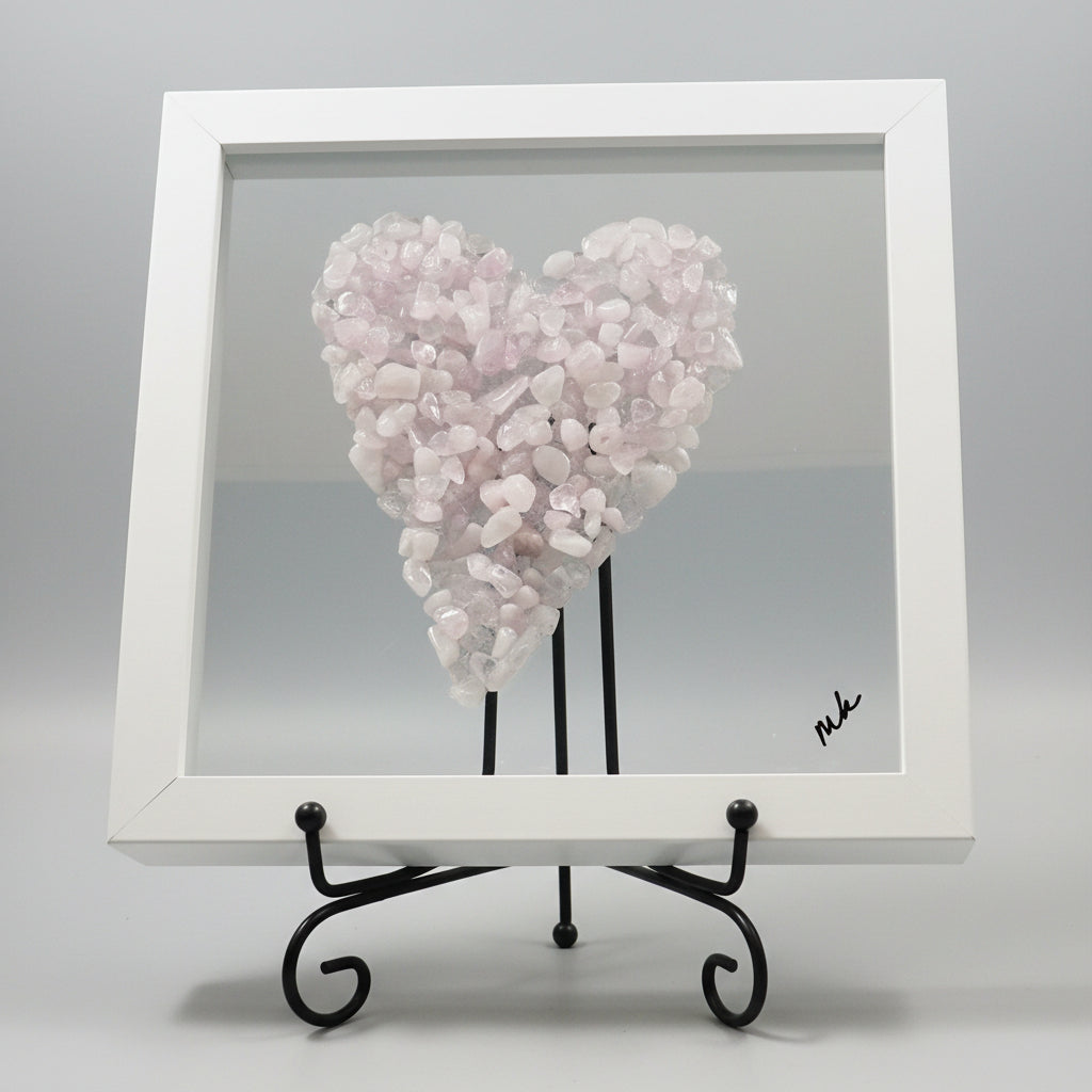Valentine Seaglass Heart Shadow Box - 8x8    