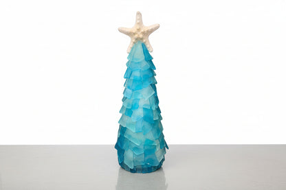 12 Inch Seaglass Christmas Tree Real Starfish with lights 