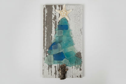 Shabby Plank Seaglass Christmas Tree - 12in  