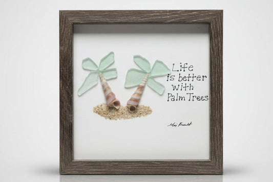 Seaglass Better with Palm Trees Shadow Box 