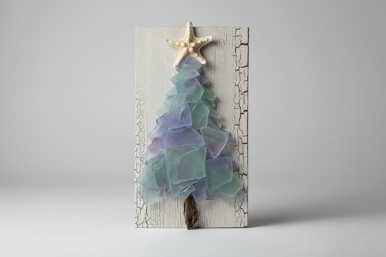 Shabby Plank Seaglass Christmas Tree - 12in  