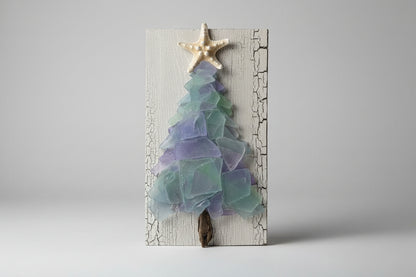 Shabby Plank Seaglass Christmas Tree - 12in  