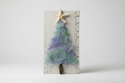 Shabby Plank Seaglass Christmas Tree w/o lights  - 10 in