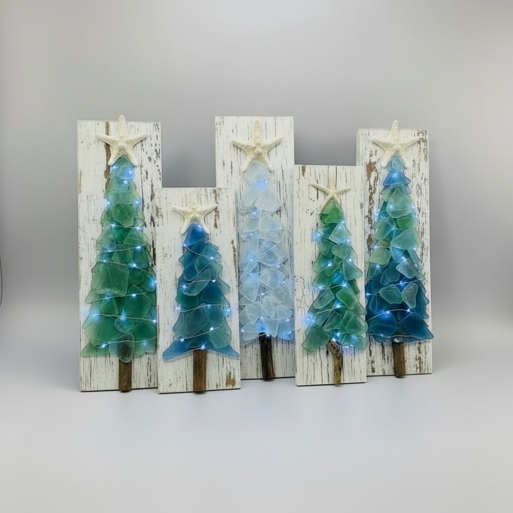 Shabby Plank Seaglass Christmas Tree - 12in  