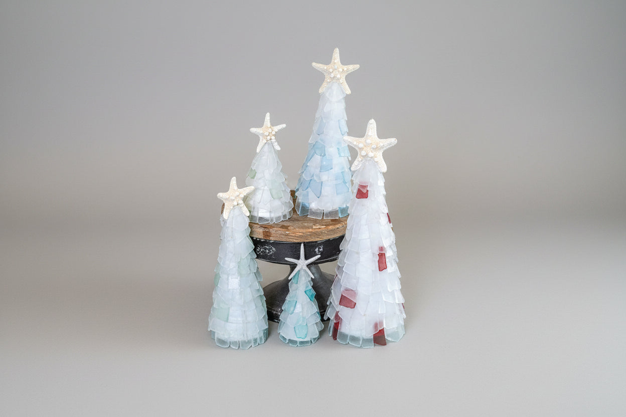 10in Seaglass Christmas Tree - HINT OF Line - w/lights
