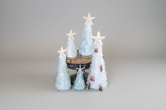 10in Seaglass Christmas Tree - HINT OF Line - w/lights