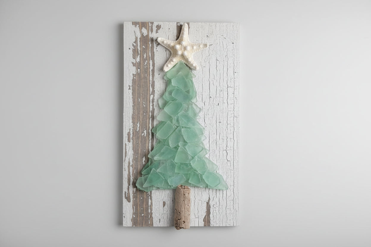 Shabby Plank Seaglass Christmas Tree - 12in  