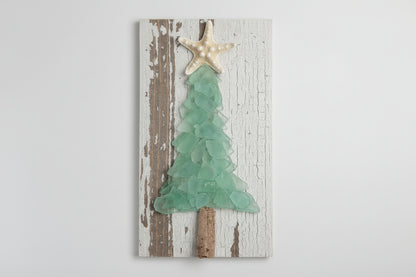 Shabby Plank Seaglass Christmas Tree w/o lights  - 10 in