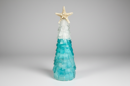 10in Seaglass Christmas Tree - Ombre - Starfish with lights 