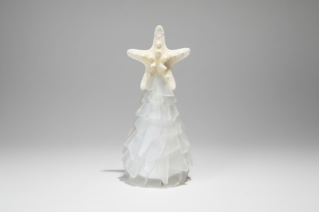 6 Inch Seaglass Christmas Tree Real Starfish with lights 