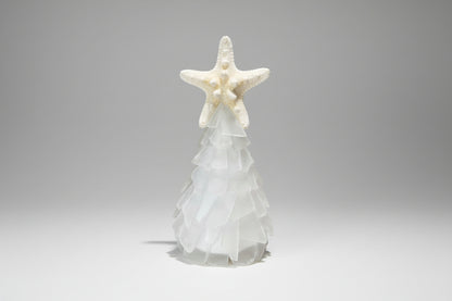 6 Inch Seaglass Christmas Tree Real Starfish with lights 