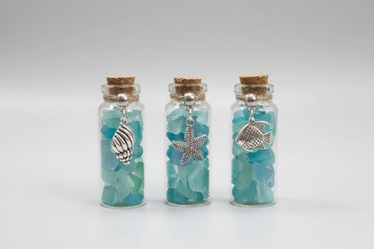 Seaglass Charm Bottles - Stainless Steal Charms