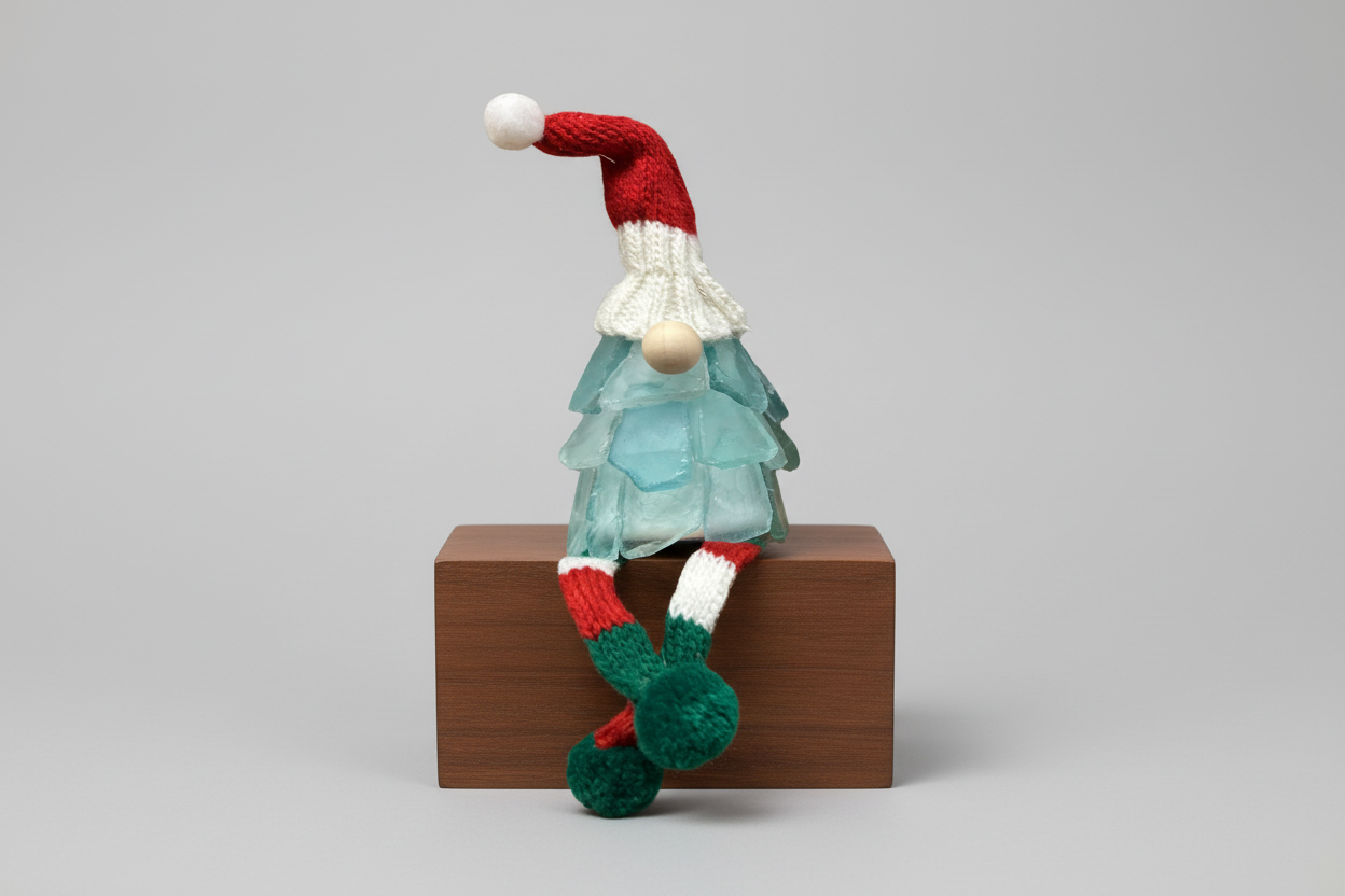 Mini Seaglass Christmas Gnome- No Lights 