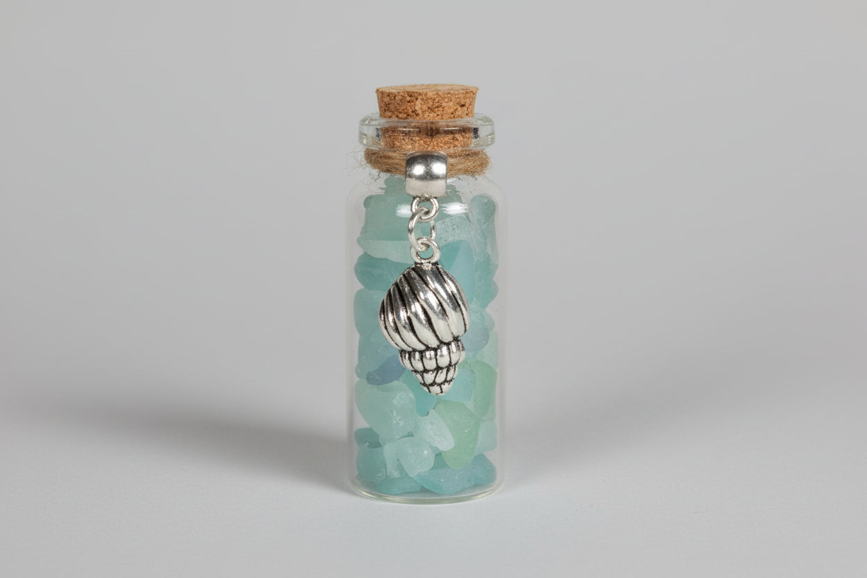 Seaglass Charm Bottles - Stainless Steal Charms