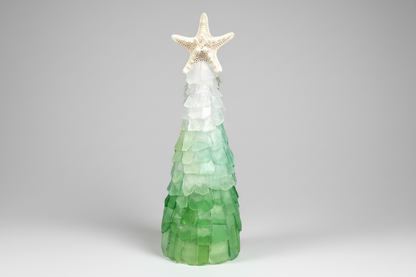 10in Seaglass Christmas Tree - Ombre - Starfish with lights 
