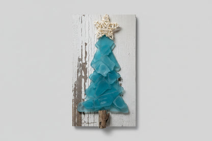 Shabby Plank Seaglass Tree Wicker Star - 12 in