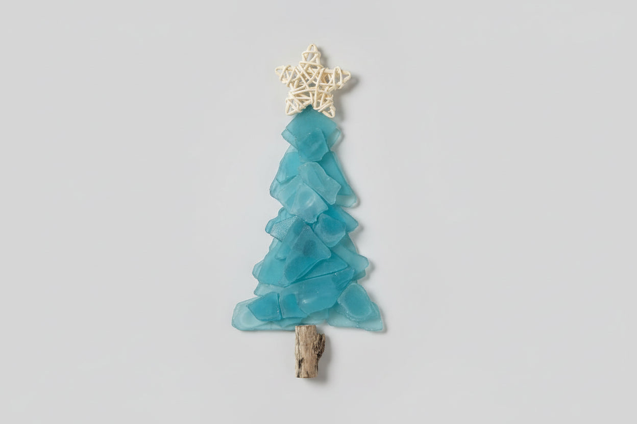 Shabby Plank Seaglass Tree Wicker Star w/o lights   