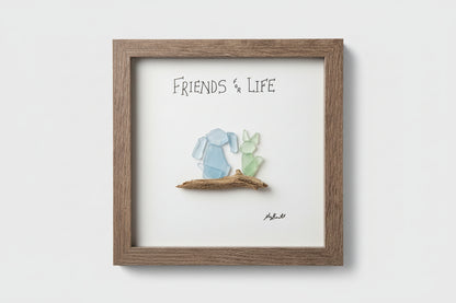 Seaglass Friends For LIfe Wood Shadow Box  