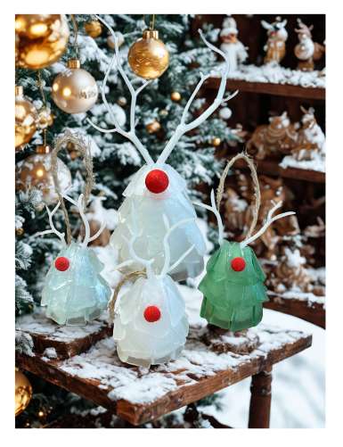Seaglass 3D Christmas Reindeer Ornament  