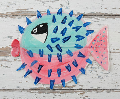 Seaglass Puffer Fish Painting